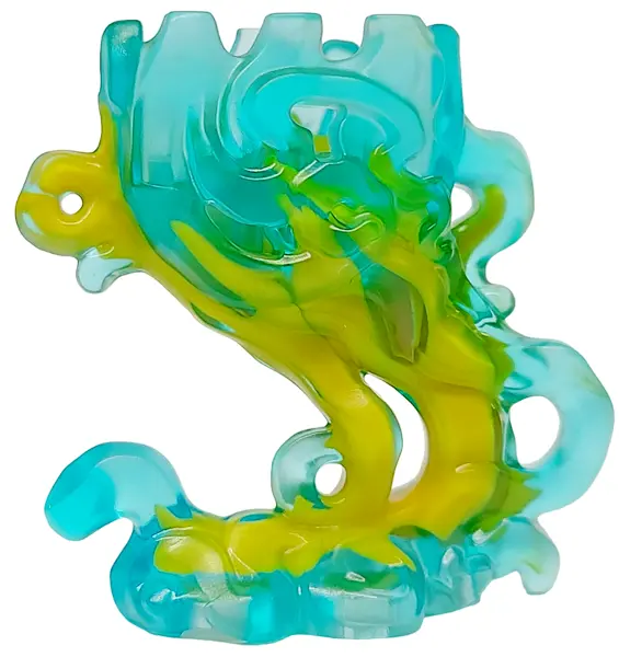 Trans-Light Blue Minifigure Pedestal Ghost / Smoke with Marbled Bright Light Orange Pattern