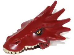 Dark Red Dragon Head (LotR) Jaw Upper with Spikes with Tan Teeth and Orange Eyes Pattern