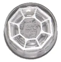 Trans-Clear Tile, Round 1 x 1 with Silver Octagonal Jewel Pattern (LotR Arkenstone)