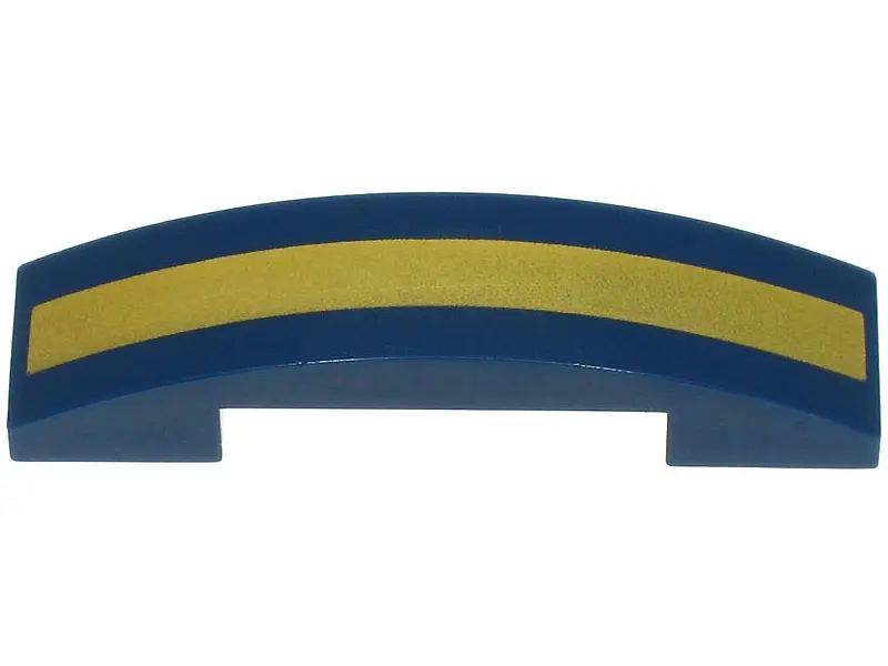 Dark Blue Slope, Curved 4 x 1 x 2/3 Double with Gold Thick Stripe Pattern