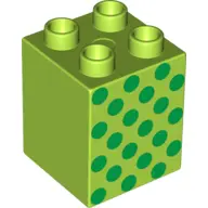 Lime Duplo, Brick 2 x 2 x 2 with Green Dots Pattern