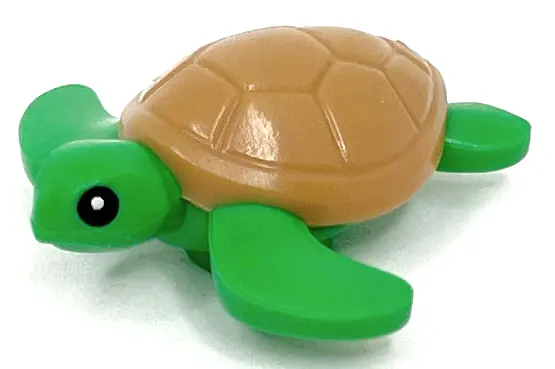 Bright Green Sea Turtle, Baby with Black Eyes and Medium Nougat Shell Pattern