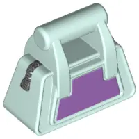 Light Aqua Friends Accessories Handbag with Dark Silver Zipper and Medium Lavender Side Pattern
