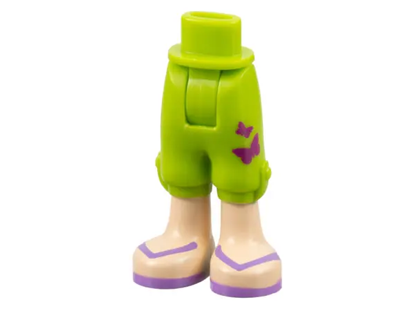 Lime Mini Doll Hips and Trousers Cropped with Magenta Butterflies, Light Nougat Legs, and Medium Lav