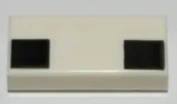White Tile 1 x 2 with Two Black Squares on Corners Pattern