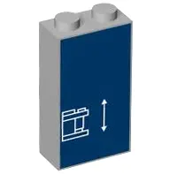 Light Bluish Gray Brick 1 x 2 x 3 with White Lines Schematic of Car Front Bumper and Arrow on Dark B