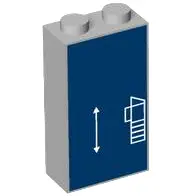 Light Bluish Gray Brick 1 x 2 x 3 with White Lines Schematic of Car Rear Bumper and Arrow on Dark Bl