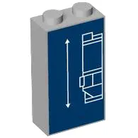 Light Bluish Gray Brick 1 x 2 x 3 with White Lines Schematic of Car Rear Bumper with Tall Spoiler an