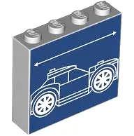 Light Bluish Gray Brick 1 x 4 x 3 with White Lines Schematic of Car Sloped Back Window and Arrow on 