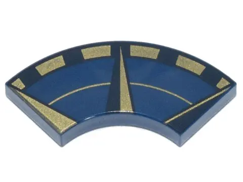 Dark Blue Tile, Round Corner 2 x 2 Macaroni with Gold and Black Compass Border Pattern
