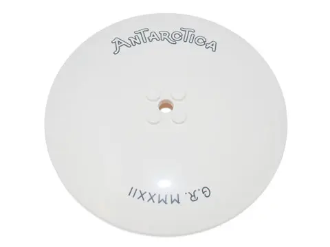 White Dish 10 x 10 Inverted (Radar) - Solid Studs with Black Outline 'ANTARCTICA' and 'G.R. MMXXII' 