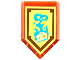 Trans-Neon Orange Tile, Modified 2 x 3 Pentagonal with Nexo Power Shield Pattern - Foul Steam