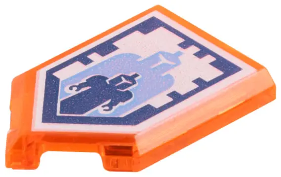 Trans-Neon Orange Tile, Modified 2 x 3 Pentagonal with Nexo Power Shield Pattern - Giant Growth