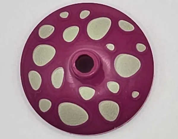 Magenta Dish 3 x 3 Inverted (Radar) with Yellowish Green Mushroom Spots Pattern