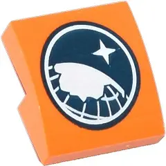Orange Slope, Curved 2 x 2 x 2/3 with Dark Blue and White Arctic Explorer Logo Pattern