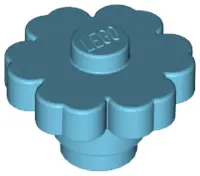 Medium Azure Plant Flower 2 x 2 Rounded - Solid Stud