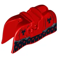 Red Horse Barding, Smooth Edge with Black Dragon Heads and Silver Trim Pattern
