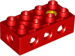 Red Duplo, Toolo Brick 2 x 4 with Holes on Sides and Top and 1 Screw in Top