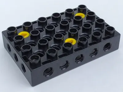 Black Duplo, Toolo Brick 4 x 6 with Holes on Sides and Top and 3 Screws in Top