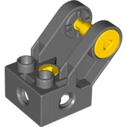 Dark Bluish Gray Duplo, Toolo Brick 2 x 2 with Angled Bracket with Forks and 2 Screws - Holes on Sid
