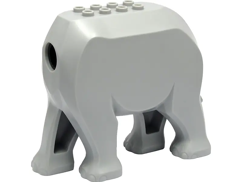 Light Bluish Gray Elephant Body with Fixed Legs
