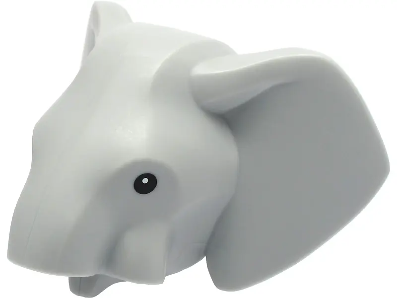 Light Bluish Gray Elephant Head with Black Eyes Pattern