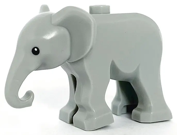 Light Bluish Gray Elephant, Baby with Black Eyes and White Pupils Pattern