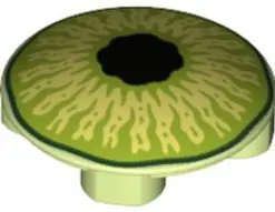 Yellowish Green Plate, Round 2 x 2 with Rounded Bottom (Boat Stud) with Lime and Black Eye Pattern