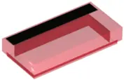 Trans-Red Tile 1 x 2 with Black Stripe Pattern