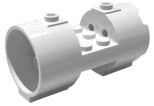 White Cylinder 3 x 6 x 2 2/3 Horizontal - Square Connections Between Interior Studs