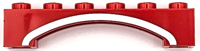 Red Arch 1 x 6 Raised Arch with Silver Curved Stripe Pattern