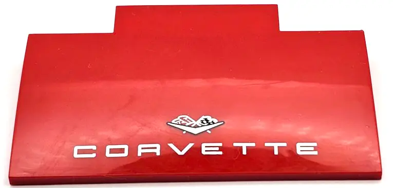 Red Slope, Curved 5 x 8 x 2/3 with Silver 'CORVETTE' and Flags Logo Pattern