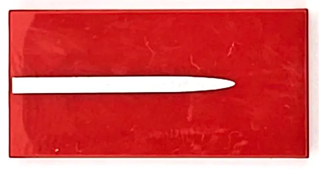 Red Tile 2 x 4 with Silver Tapered Stripe Pattern
