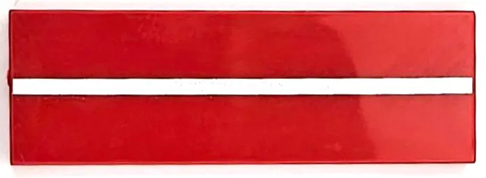Red Tile 2 x 6 with Silver Stripe Pattern