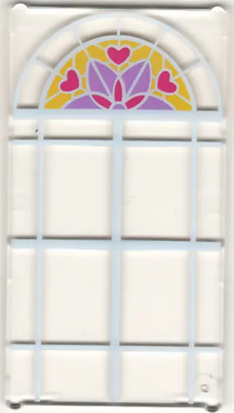 Trans-Clear Glass for Window 1 x 4 x 6 with White Lattice, Magenta Hearts and Medium Lavender and Ma