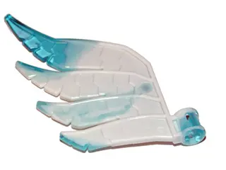 White Hero Factory Wing, Feathered with Axle Hole with Marbled Trans-Light Blue Pattern