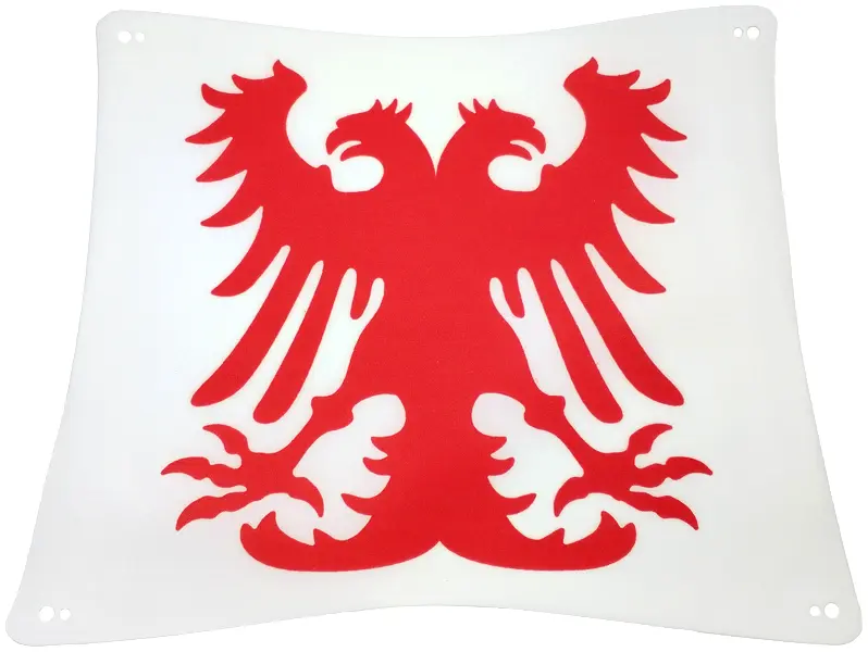 White Cloth Sail 24 x 20 with Red Durmstrang Double-Headed Eagle Pattern