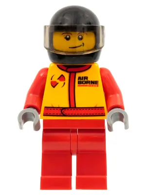 Monster Truck Driver, Racing Suit with Airborne Spoilers Logo, Black Helmet with Trans-Brown Visor, 