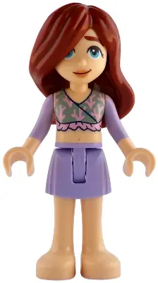 Paisley - Sand Green Top, Lavender Skirt, Bare Feet