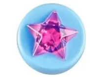 Bright Light Blue Tile, Round 1 x 1 x 2/3 with Molded Trans-Dark Pink Star Pattern