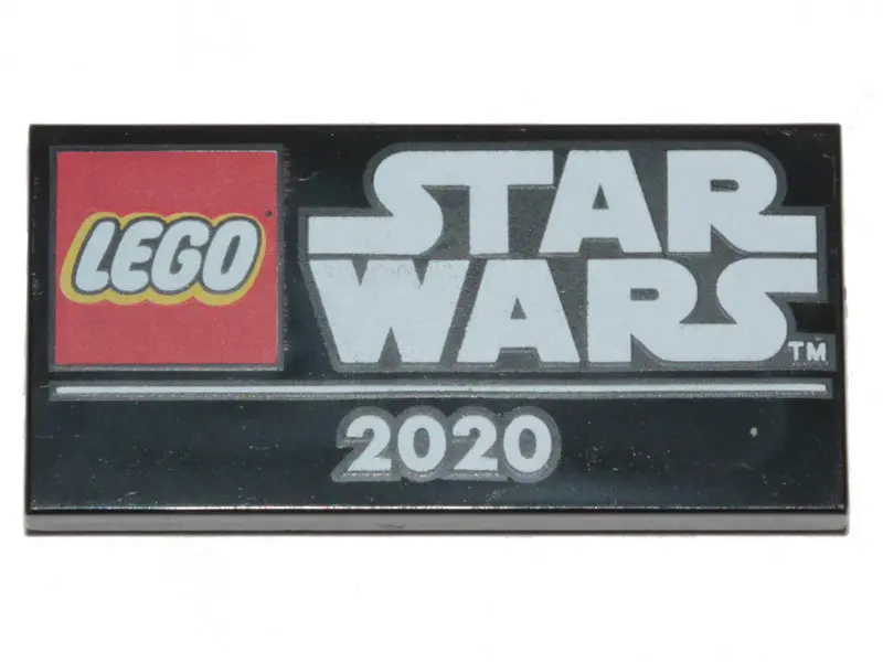 Black Tile 2 x 4 with 'STAR WARS 2020' Pattern