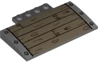 Dark Bluish Gray Slope, Curved 5 x 8 x 2/3 with 4 Studs with Wood Panel Drawbridge Pattern