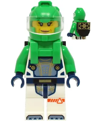 Astronaut - Female, White Spacesuit with Bright Green Arms, Bright Green Helmet, Trans-Clear Visor, 