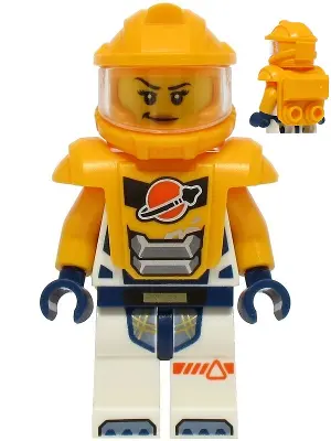 Astronaut - Female, White Spacesuit with Bright Light Orange Arms, Bright Light Orange Helmet, Trans