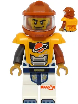 Astronaut - Male, White Spacesuit with Dark Orange and Pearl Dark Gray Arms, Dark Orange Helmet, Tra