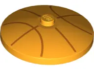 Bright Light Orange Dish 4 x 4 Inverted (Radar) with Solid Stud with Orange Basketball Lines Pattern