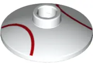 White Dish 2 x 2 Inverted (Radar) with Red Baseball Lines / Laces Pattern