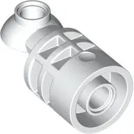 White Technic Rotation Joint Cylinder with Pin Hole and Rotation Joint Ball Half
