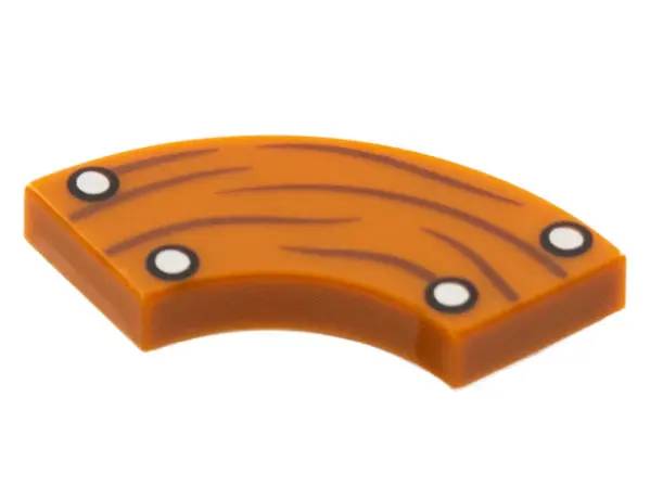 Dark Orange Tile, Round Corner 2 x 2 Macaroni with 4 Silver Nails and Wood Grain Pattern