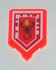Trans-Neon Orange Tile, Modified 2 x 3 Pentagonal with Nexo Power Shield Pattern - Toxic Sting
